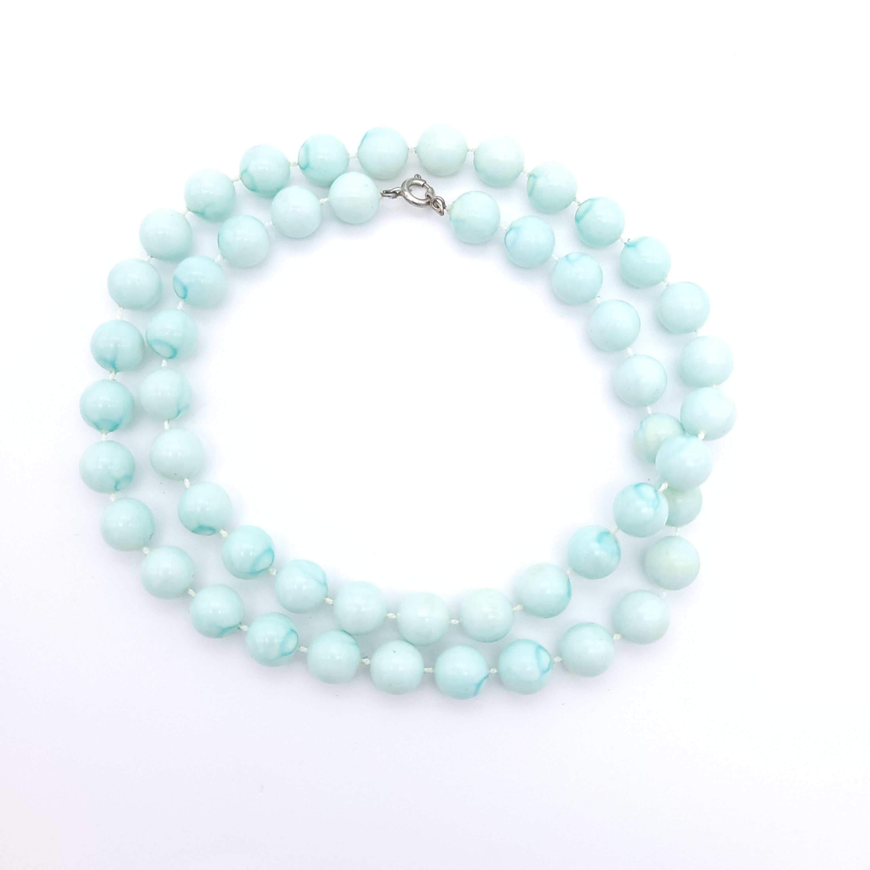 60s Pastel Blue Beaded Necklace