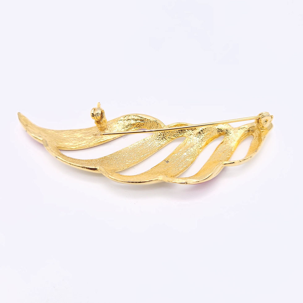 Thumbnail: 80s Red and Cream Enamel Brooch