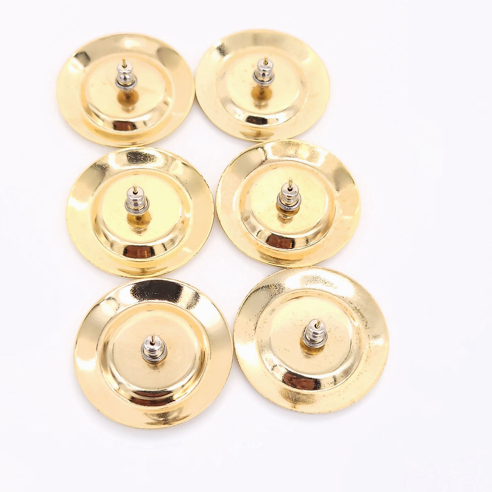 Thumbnail: 90s Enamel and Gold Earrings - Set of 3