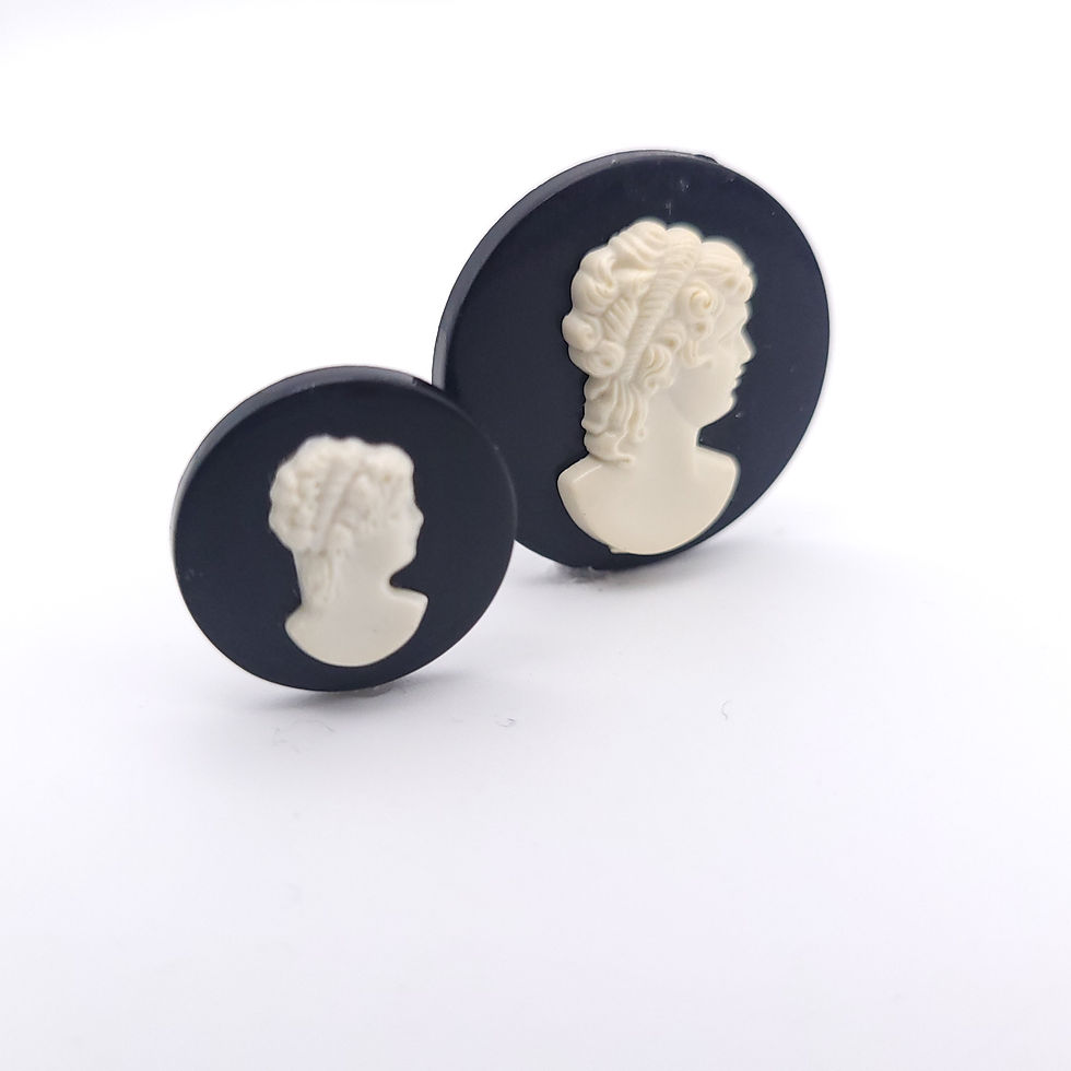Thumbnail: Vintage Black & White Cameo Brooches