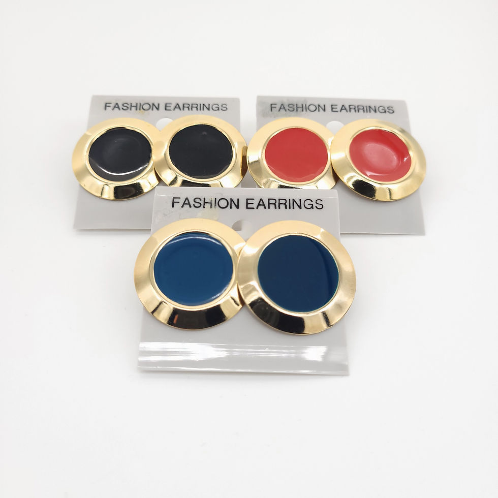 Thumbnail: 90s Enamel and Gold Earrings - Set of 3