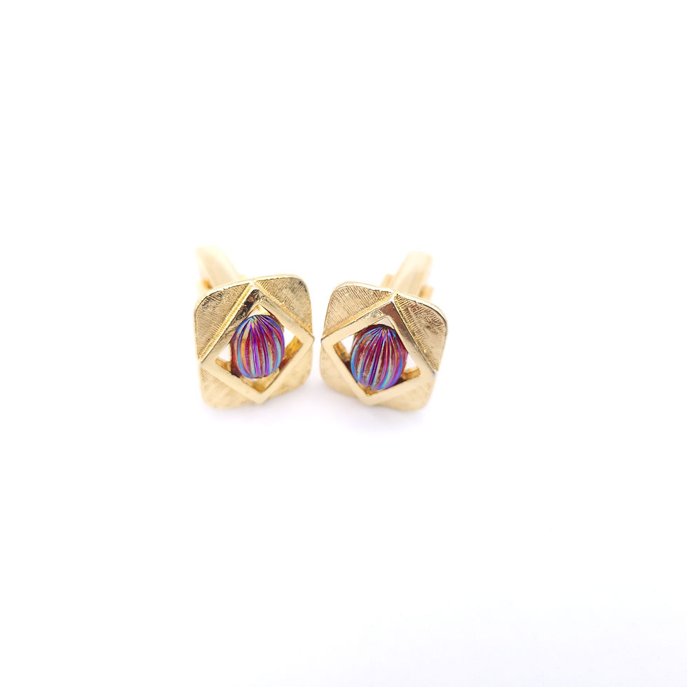 Thumbnail: Vintage Rainbow Hematite Cufflinks