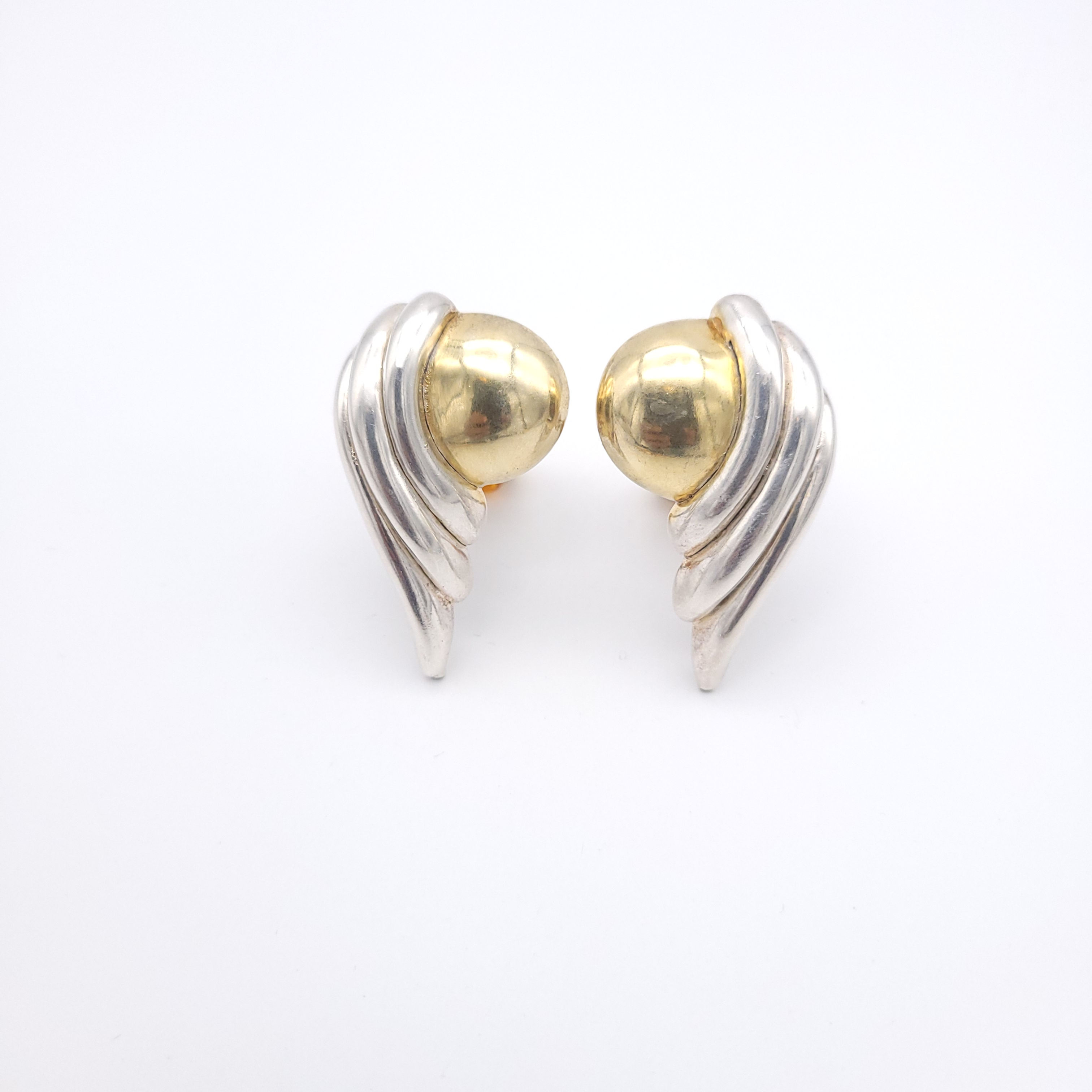 Vintage Sterling & Brass Earrings