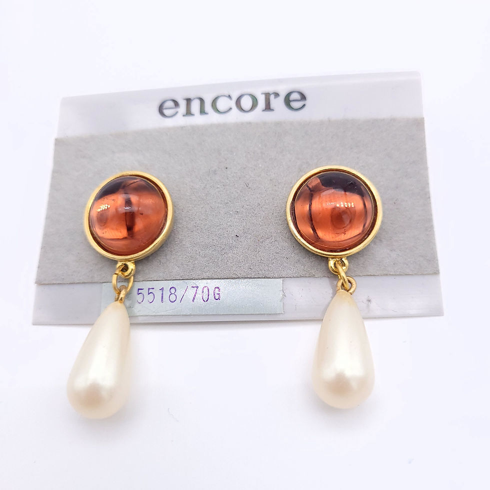 Thumbnail: Encore Cat Eye Faux Pearl Dangle Earring