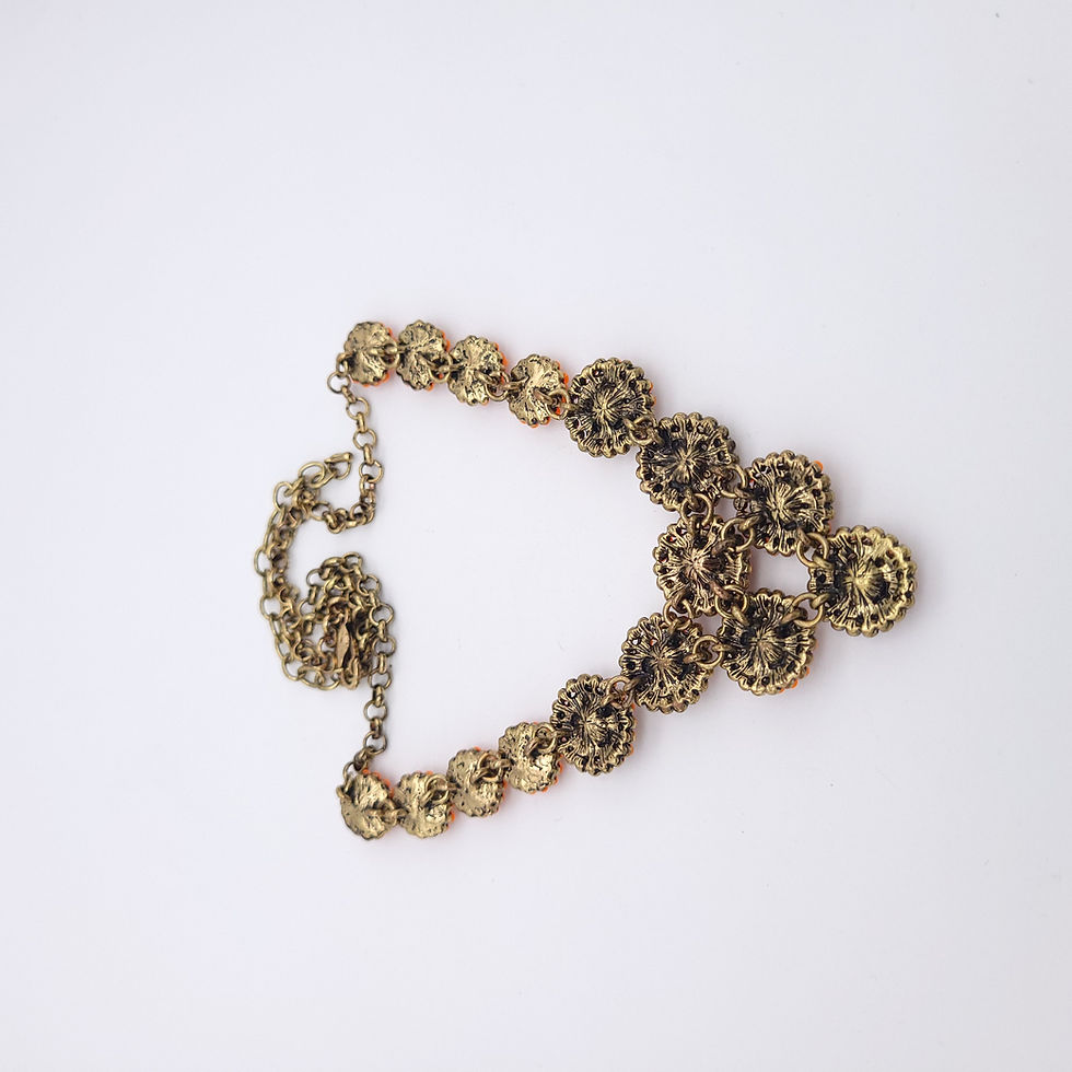 Thumbnail: 90s Tangerine & Peach Rhinestone Necklace