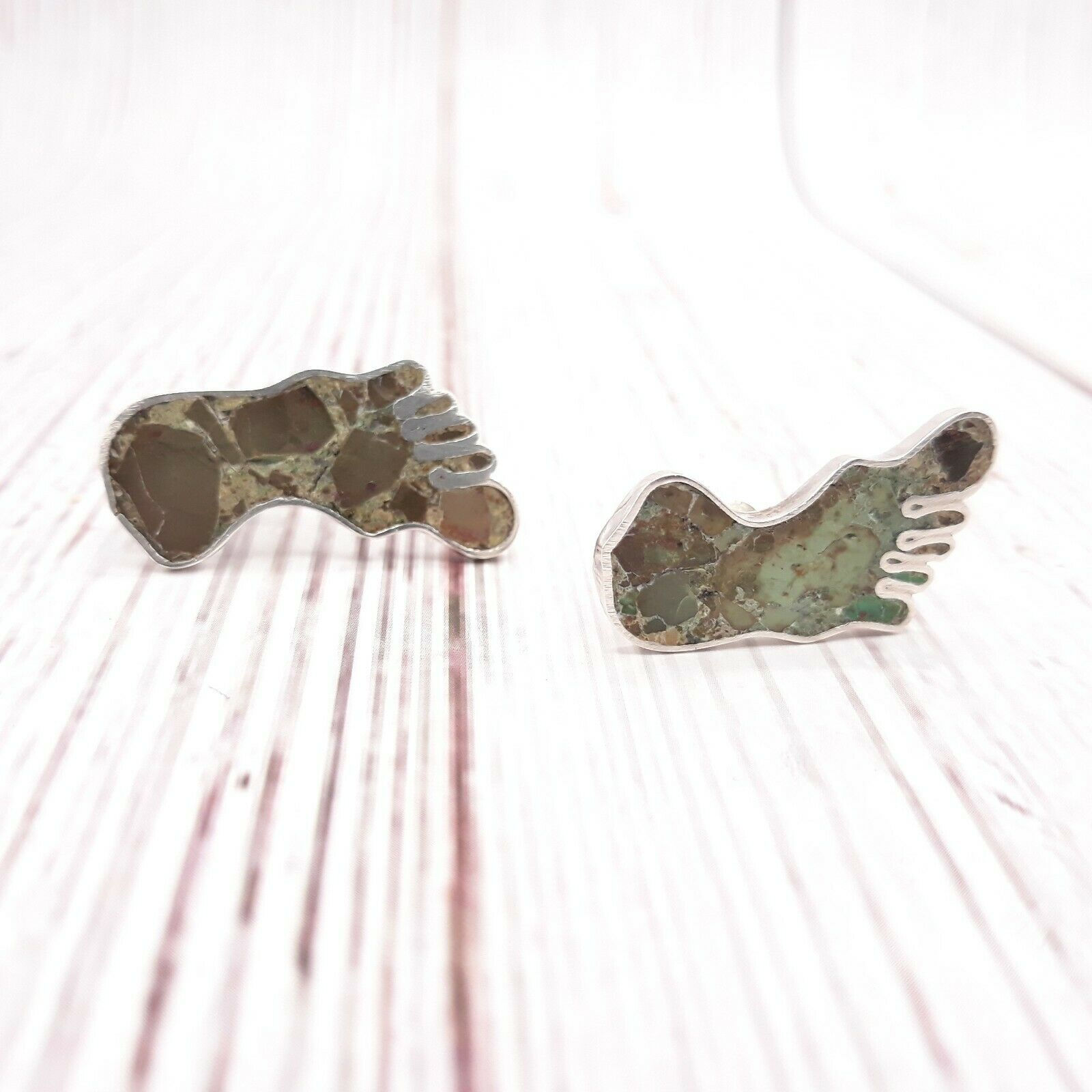 Vintage Taxco Sterling Bare Foot Earrings - Signed MA