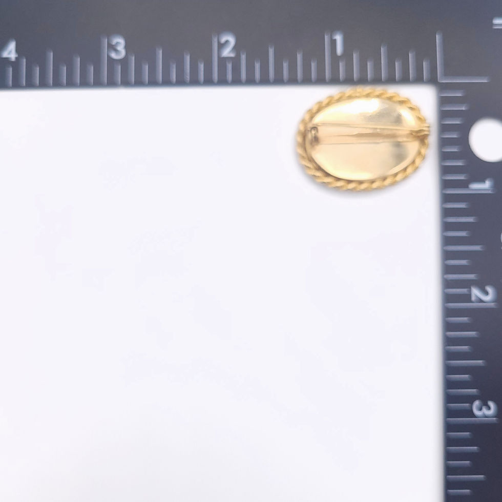 Thumbnail: 80s Faux Malachite Gold Tone Pin