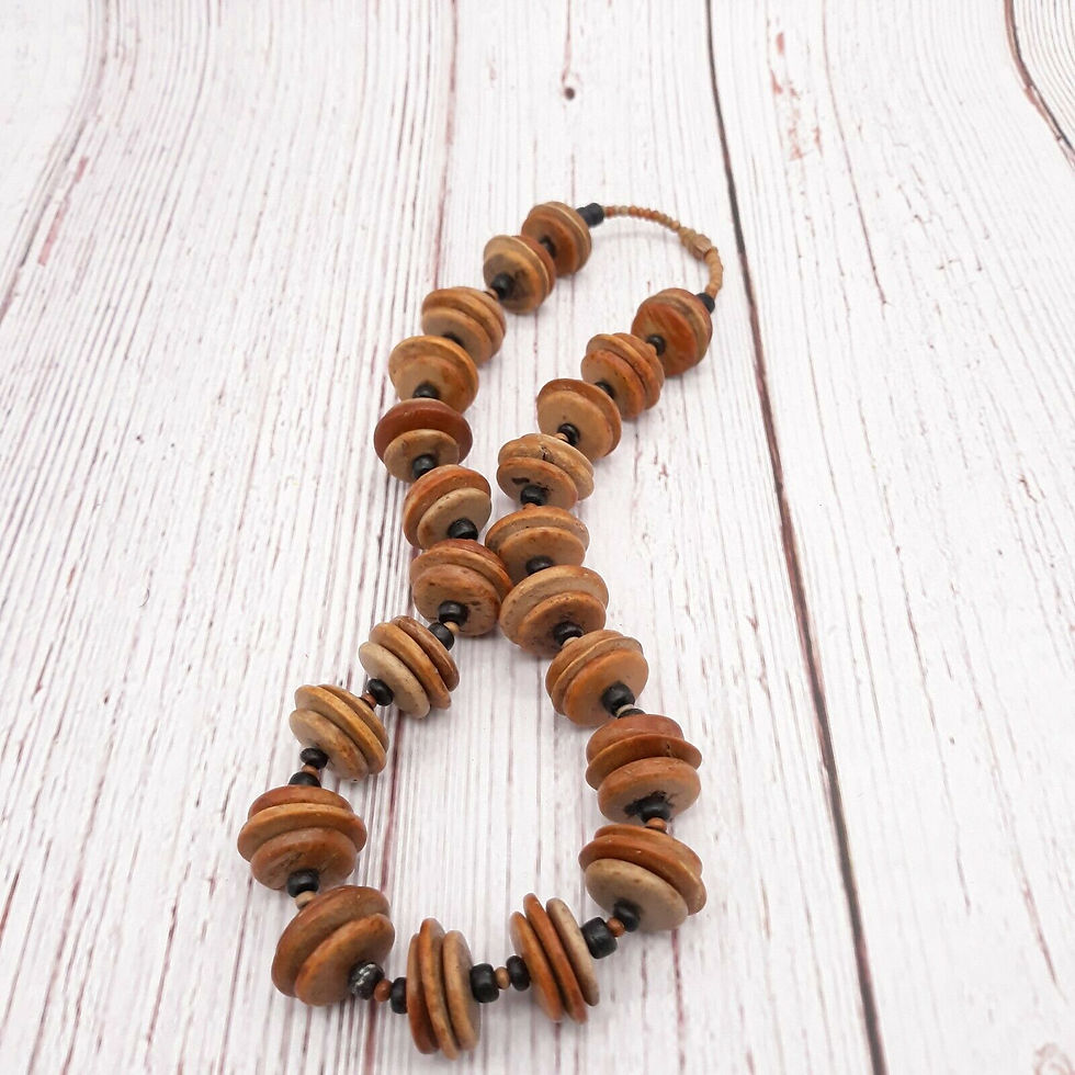 Thumbnail: 70s Wood Disk Necklace