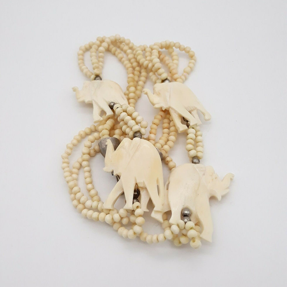 Thumbnail: 50s Carved Elephant Necklace