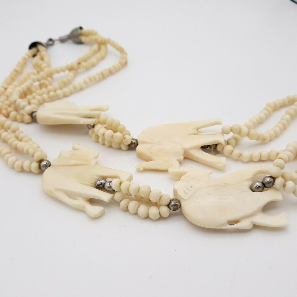 Thumbnail: 50s Carved Elephant Necklace