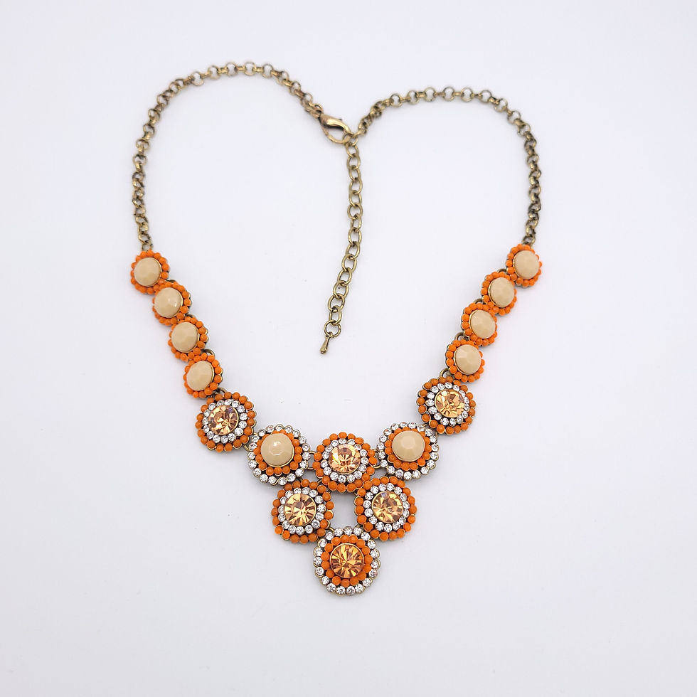 Thumbnail: 90s Tangerine & Peach Rhinestone Necklace
