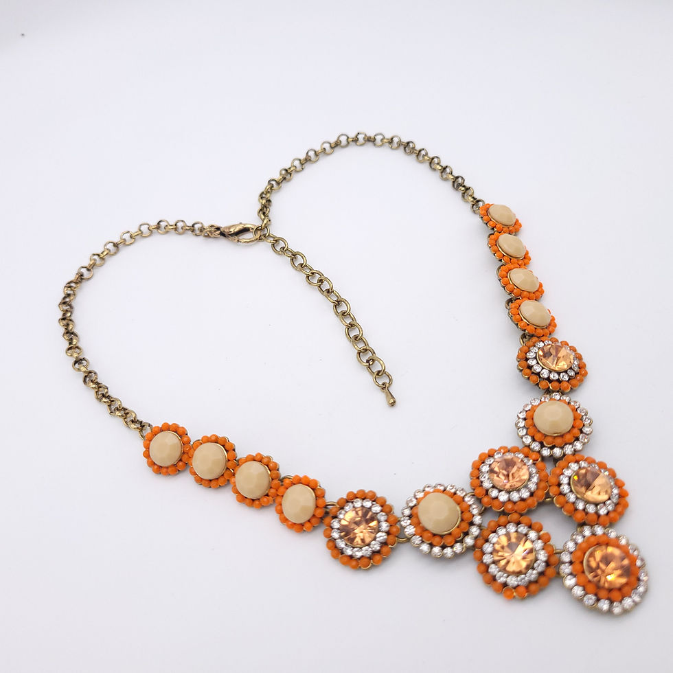 Thumbnail: 90s Tangerine & Peach Rhinestone Necklace