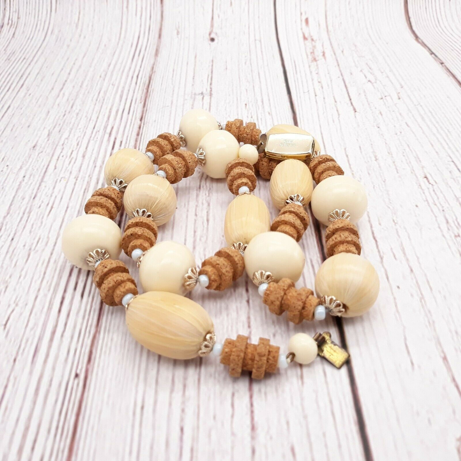 Silk Beaded and Cork Necklace