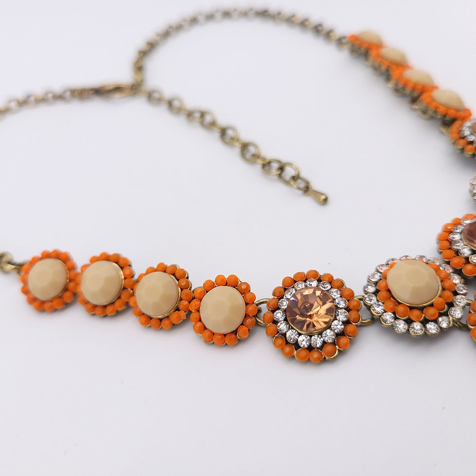 Thumbnail: 90s Tangerine & Peach Rhinestone Necklace