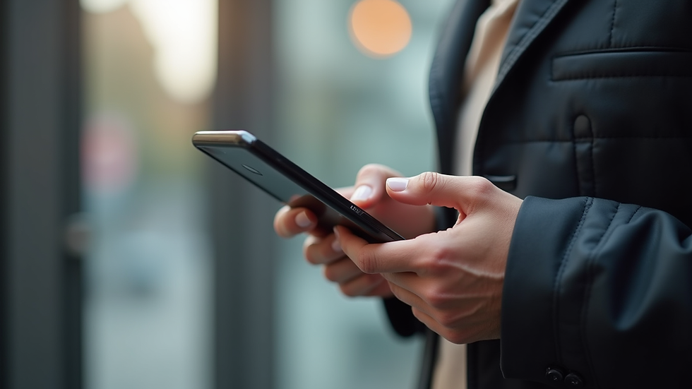 Close-up view of a person booking accessible transport on a smartphone