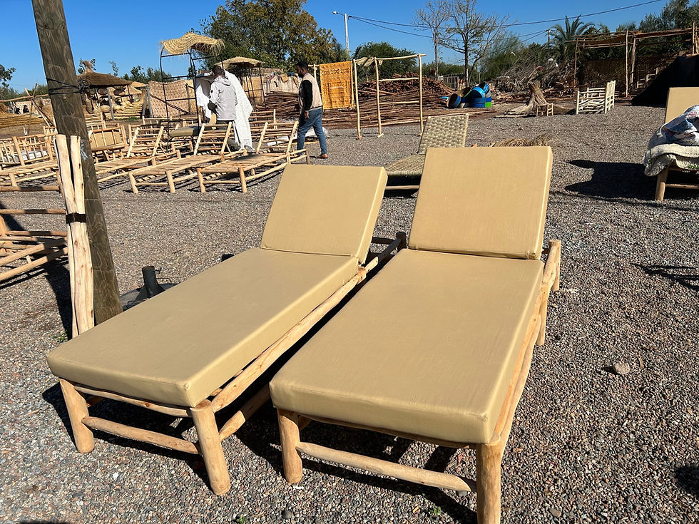 Miniature : Transat en bois d’eucalyptus coloris du matelas au choix 