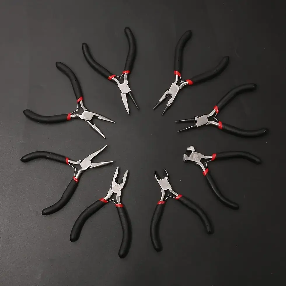 Thumbnail: Mini Pliers Tools Set for Jewelry Making Beading Round Flat Long Needle Nose