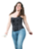 Corset satin noir jacquard fleurs roses femme