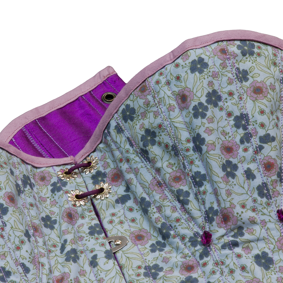 Miniature : Corset bleu liberty à goussets femme