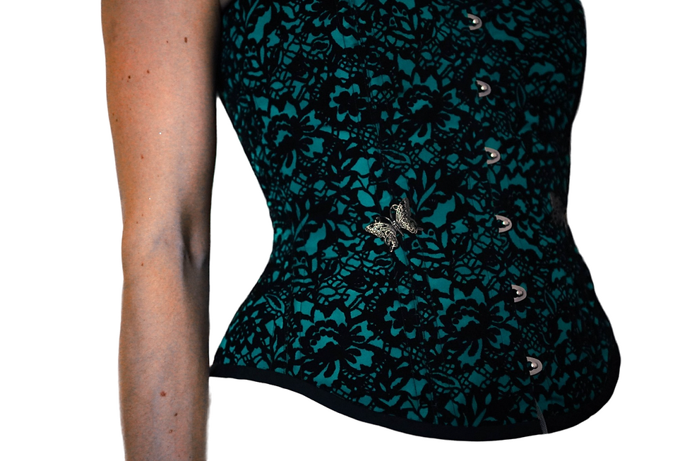 الصورة المصغرة: Corset vert en velours gratté