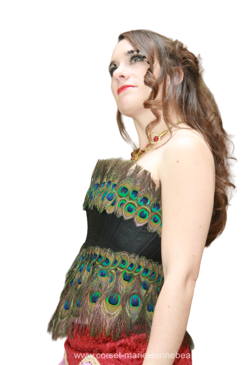 Miniatura: Corset plumes de paon femme