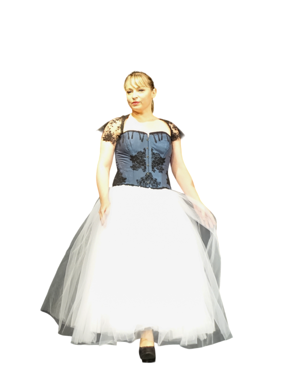 Miniatura: Corset bleu femme dentelle haute couture