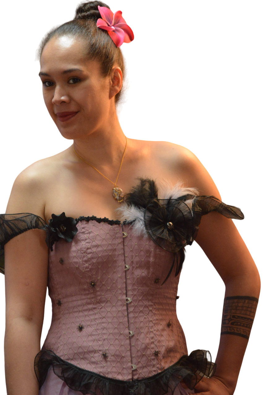 Miniature : Corset femme rose à manches volant