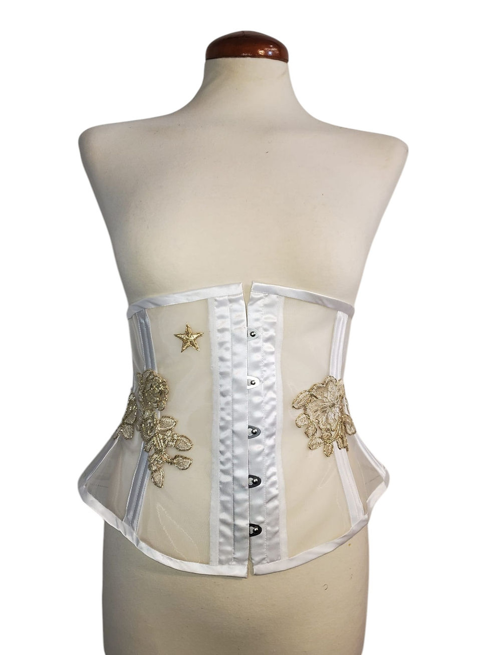 Miniature : Corset serre-taille transparent avec broderies or