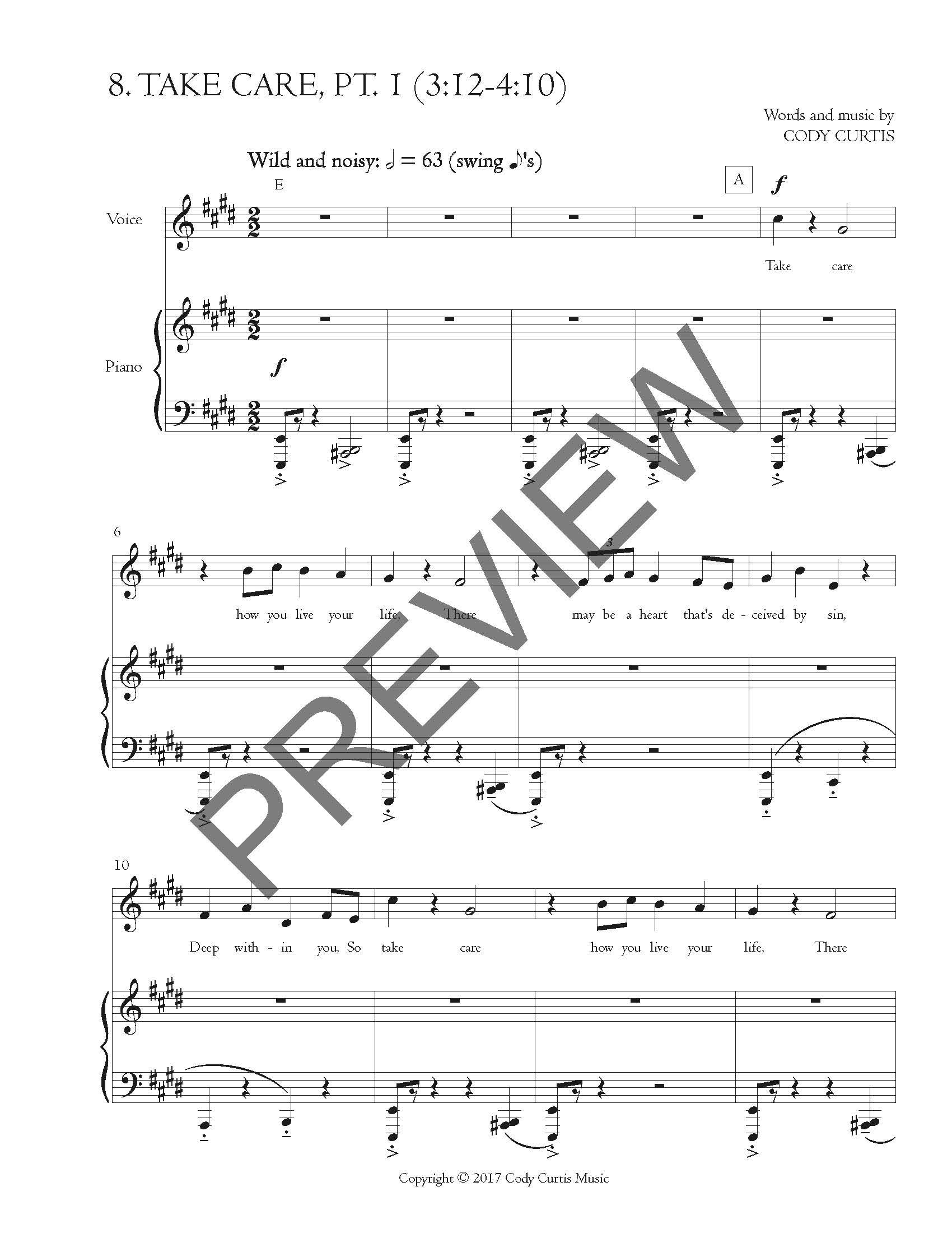 Take Care, Pt. 1 (3:12-4:10) [Pn+Vox Sheet Music]