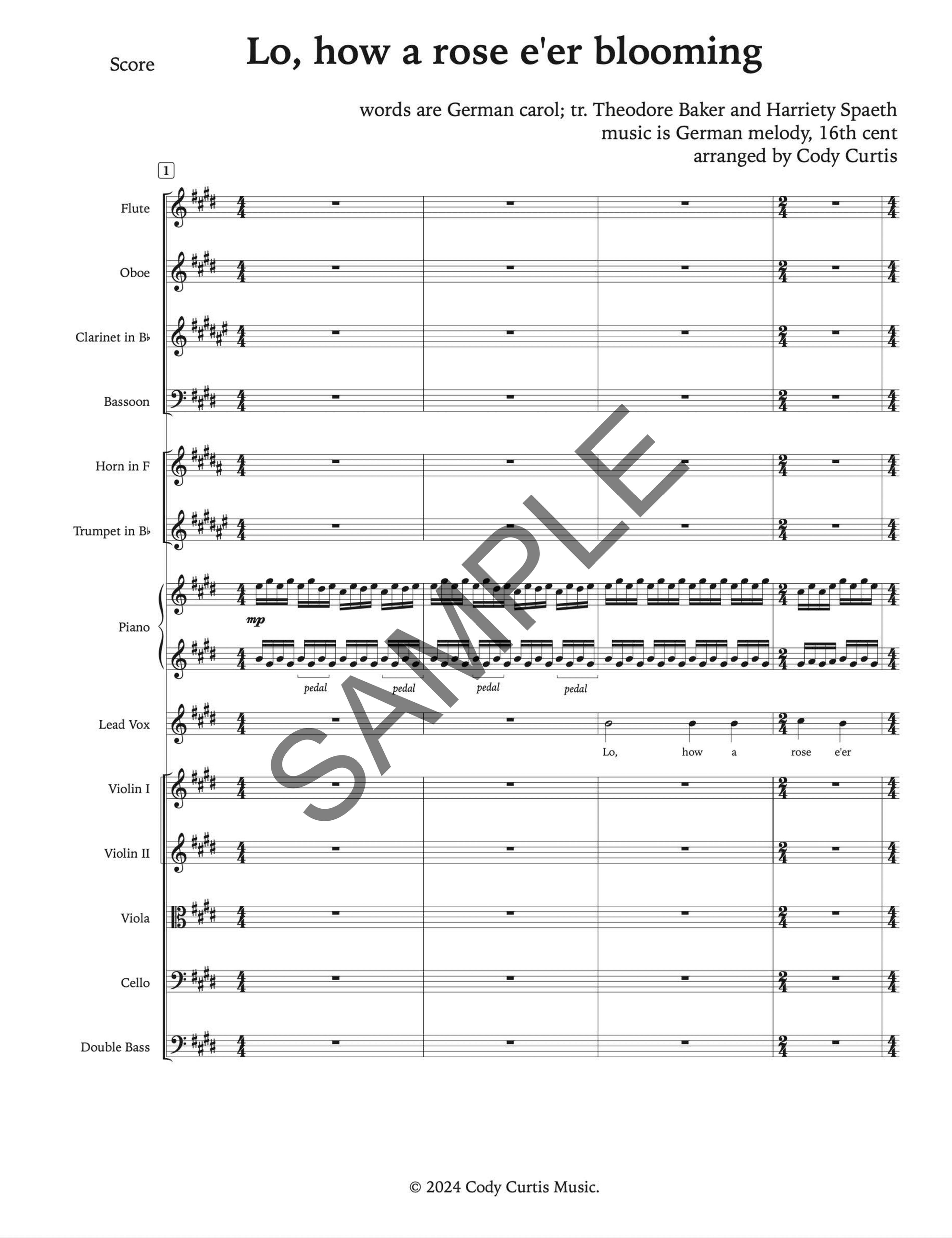 Lo, How a Rose E'er Blooming - Score and Parts