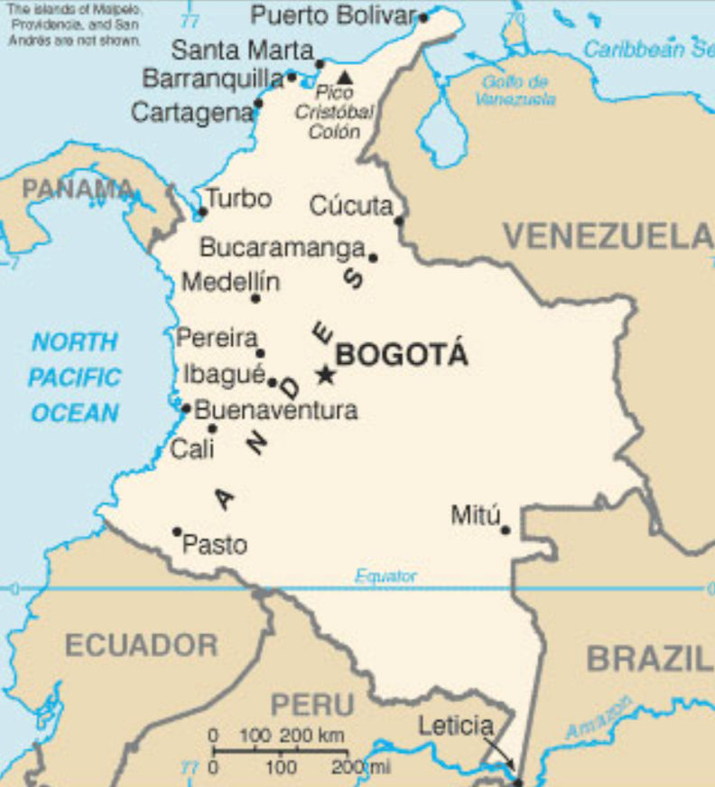 Barranquilla is on the north coast of Colombia