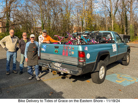BIKE DELIVERY TO TIDES OF GRACE ON THE EASTERN SHORE - 11/19/24