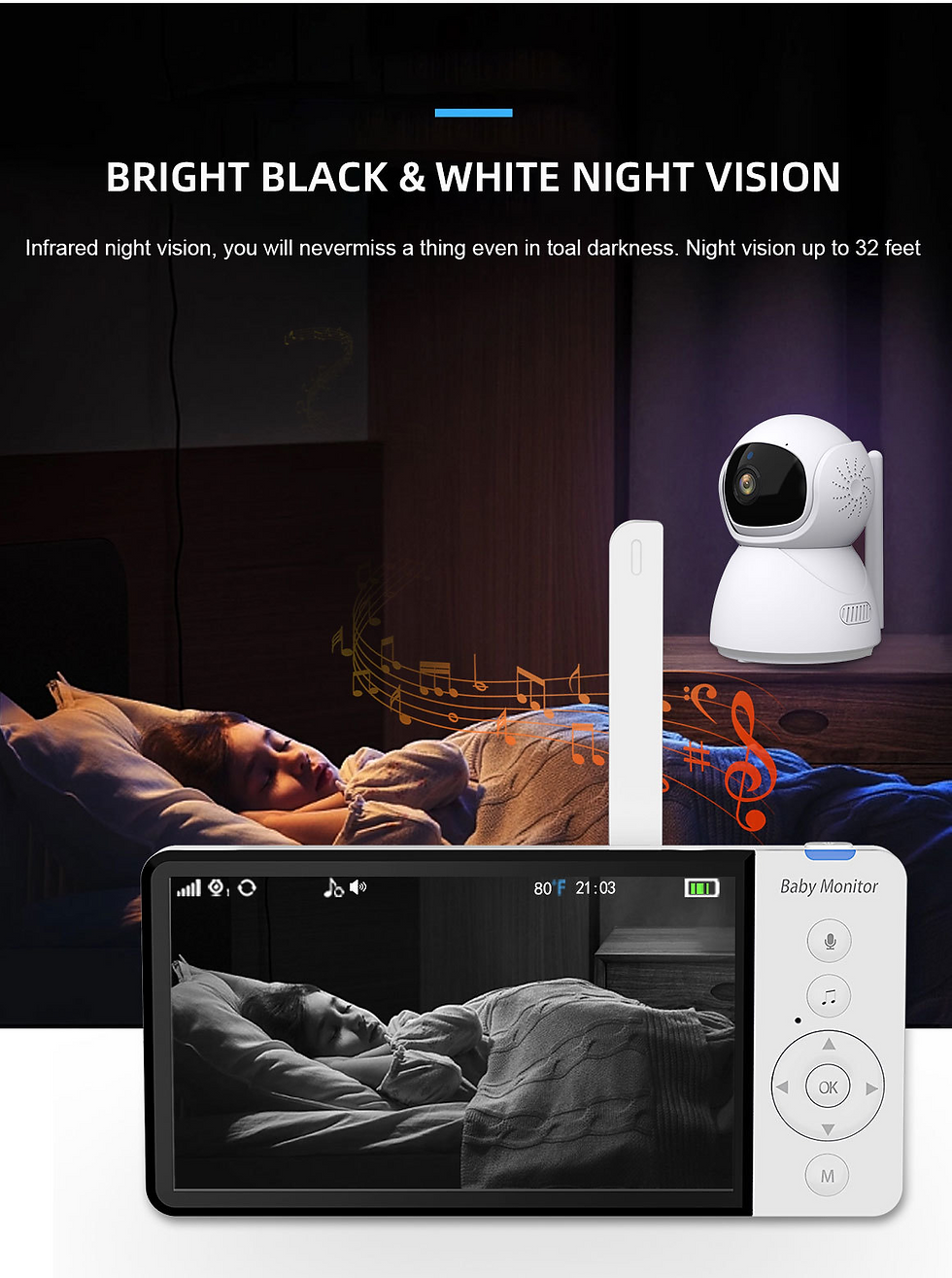 Thumbnail: ძიძა კამერა Anhong ABM700 Baby monitor 5 Inch