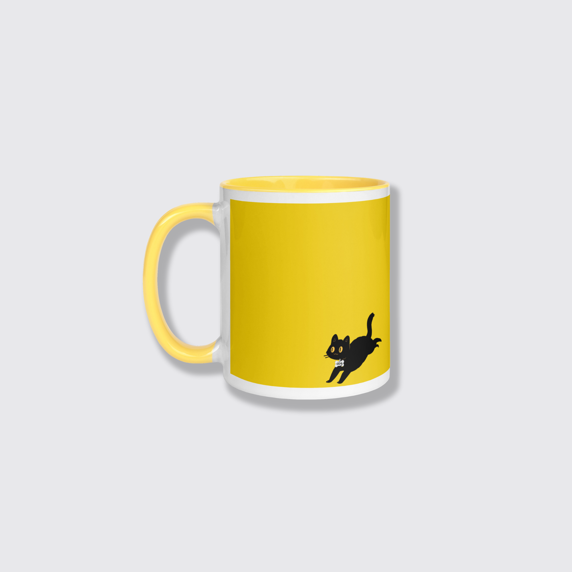 jumping dog yellow mug