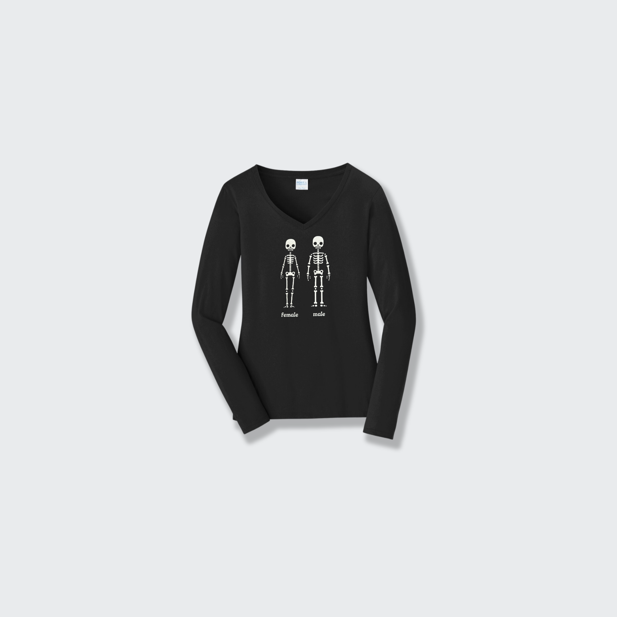 Skeleton - glow in the dark long sleeve v-neck
