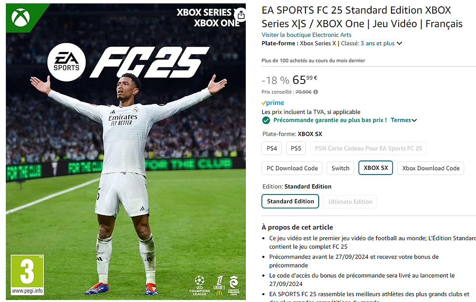 offre amazon fc 25 xbox