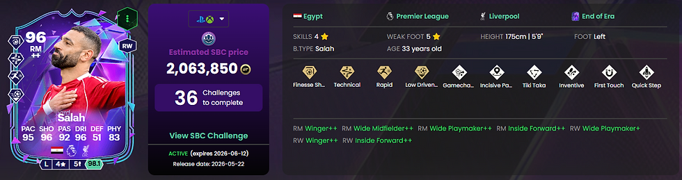 SALAH 96 FC 26 FIN D UNE ERE EA SPORTS SBC DCE
