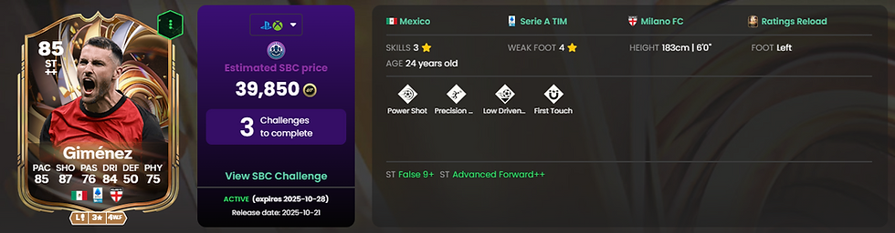 gimenez 85 fc 26 ratings reload