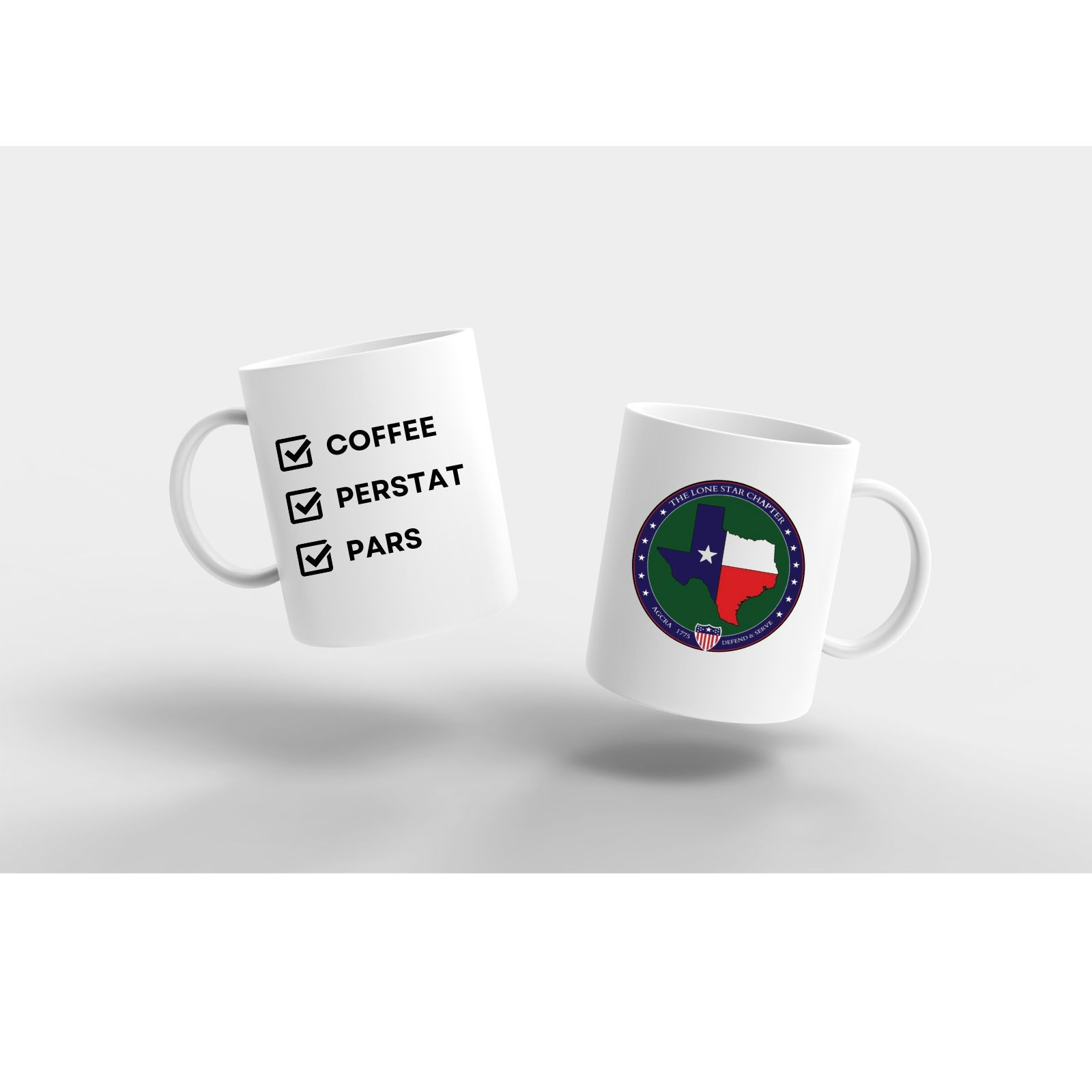 Side by side view of AGCRA Morning Mug front and back designs