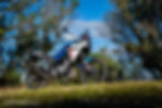blue and white adventure bike in the wilderness