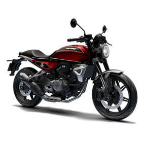 A red Moto Morini motorcycle on a white background