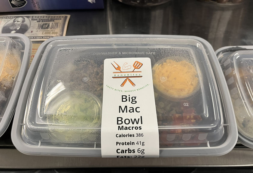 A big mac bowl grab and go meal.