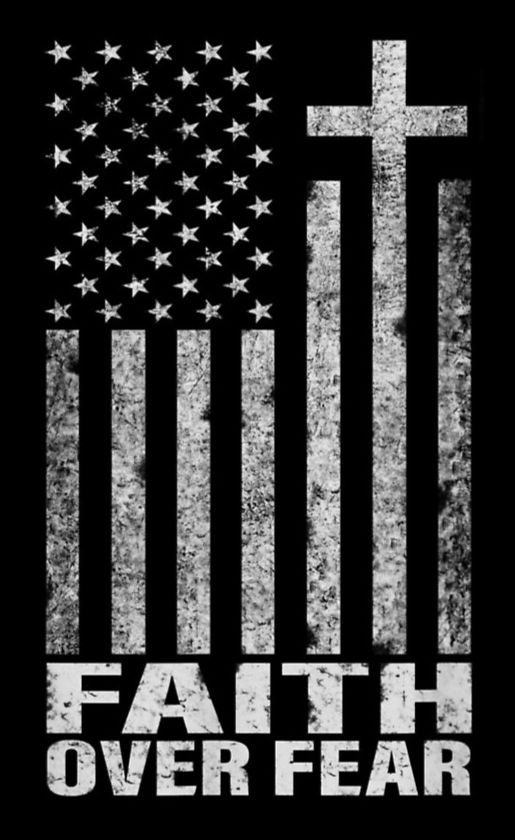 A picture of the flag and a cross.