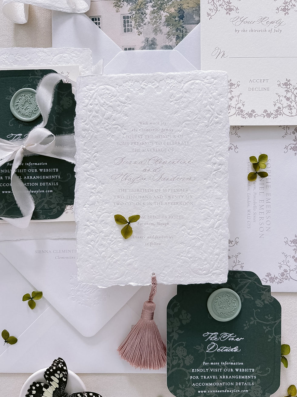 toile inspired bespoke wedding invitation, custom luxury invitation suite