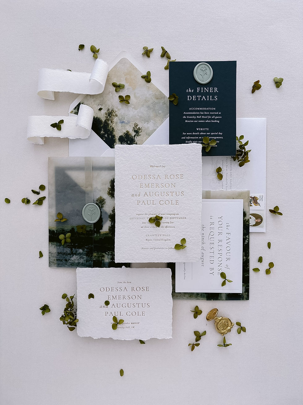 luxury fine-art wedding invitation suite