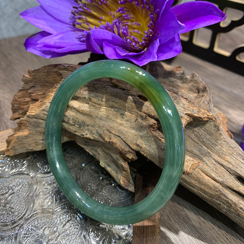 縮圖：A玉 - 冰種藍水福祿玉鐲(圓條, 內圈1.45") [奉送香港翡翠鑑証書: SC 237914]