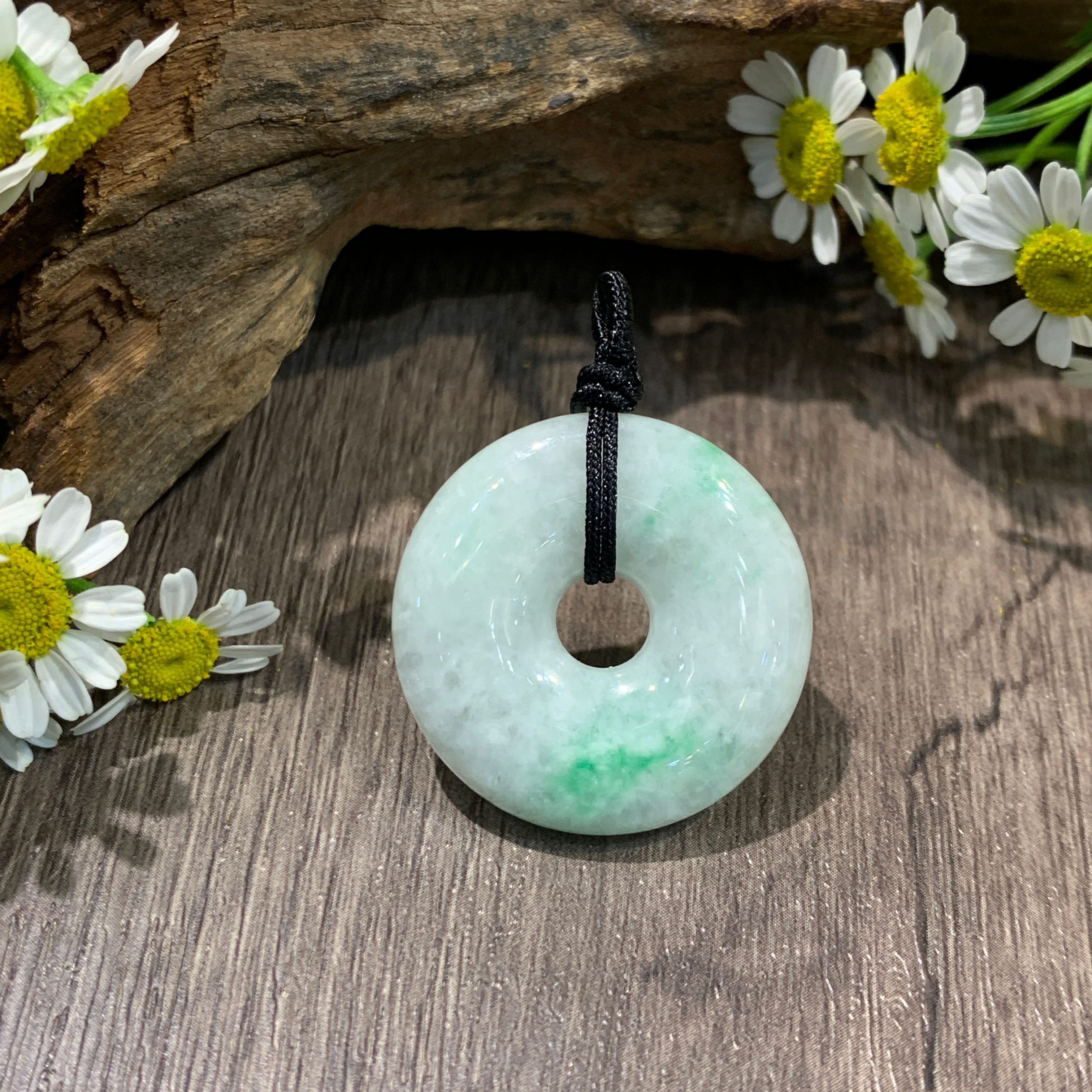 A玉 - 飄綠花平安扣 (R-13782)