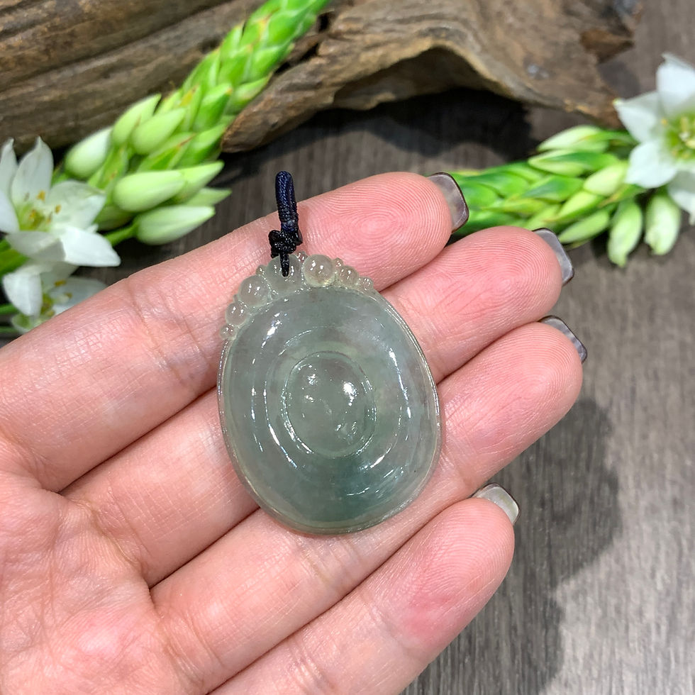 縮圖：A玉 - 冰種湖水綠同心扣 (T-6482)