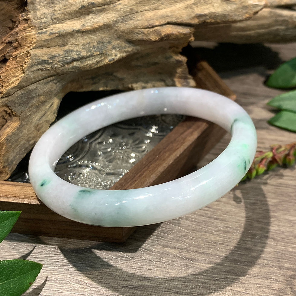 縮圖：A玉 - 冰種椿帶彩飄花玉鐲(正圈) [奉送香港翡翠鑑証書: SC 186187]