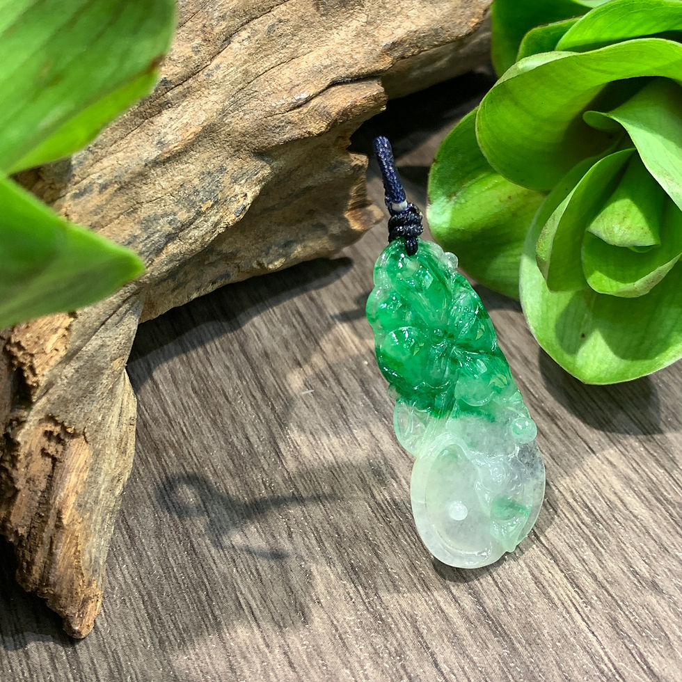 縮圖：A玉 - 冰種飄綠花年年有餘 (AN-11498)